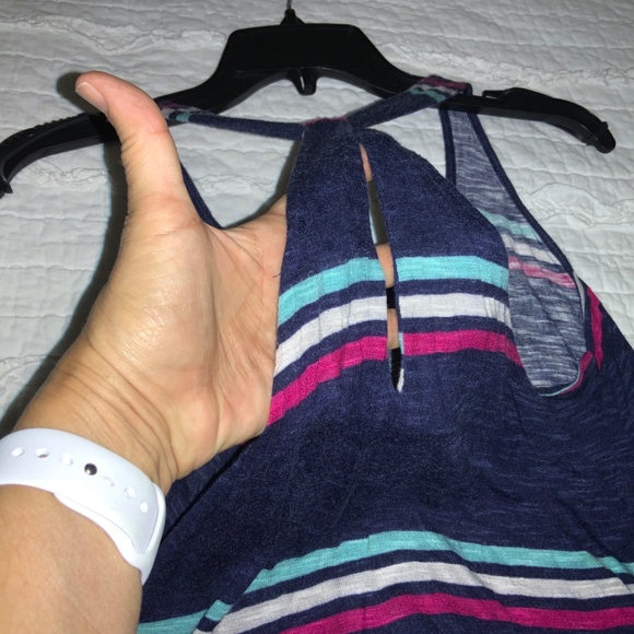 SPLENDID Tank Top Camisole Blue White Pink Striped Sleeveless Medium M U.S.A. - Picture 9 of 12